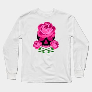 Pink Rose Skull Long Sleeve T-Shirt